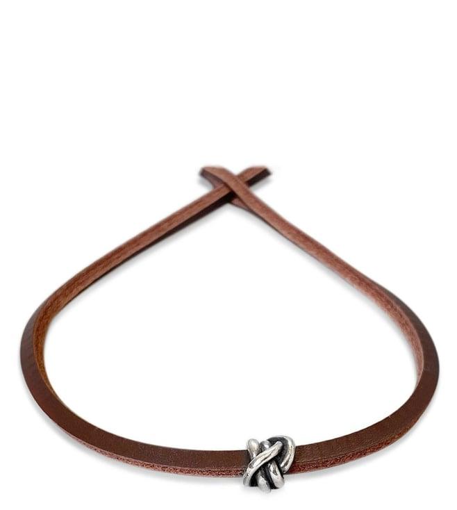 trollbeads brown lucky knot single leather bracelet