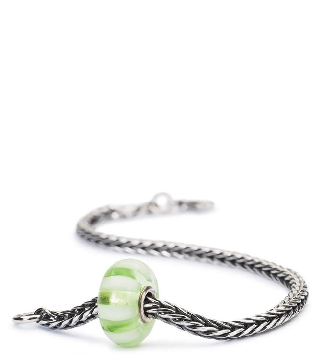 trollbeads silver light green stripe bracelet