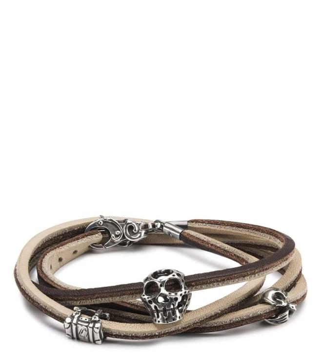 trollbeads silver mythical travels leather bracelet