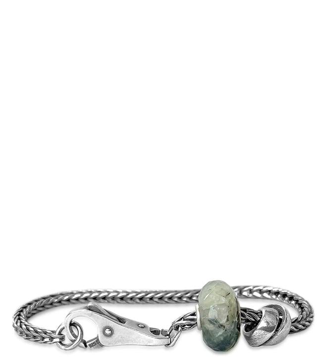 trollbeads silver prehnite with toumalinated quartz bead bracelet