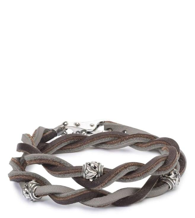 trollbeads silver twisted leather bracelet
