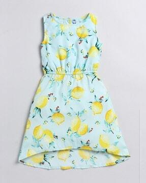tropical print a-line dress