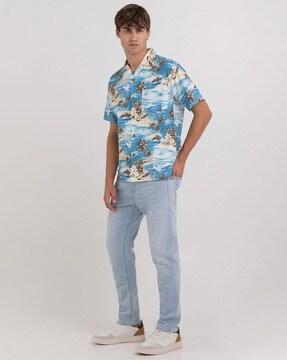 tropical print cotton shirt