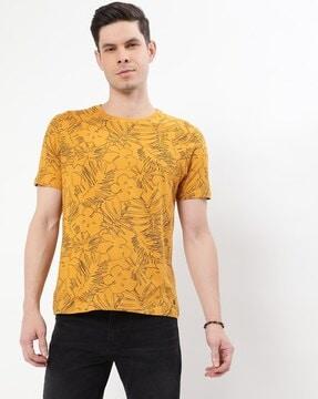 tropical print crew-neck cotton t-shirt