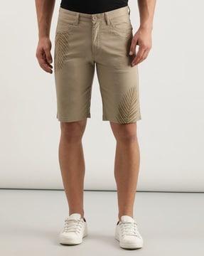 tropical print flat-front shorts