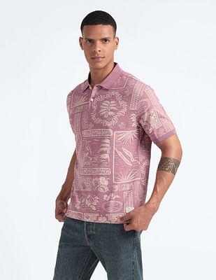 tropical print relaxed polo shirt