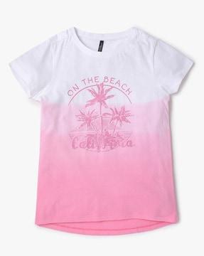 tropical print round-neck t-shirt