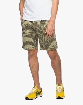 tropical print slim fit bermuda shorts