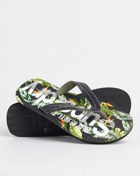 tropical print thong-strap flip-flops