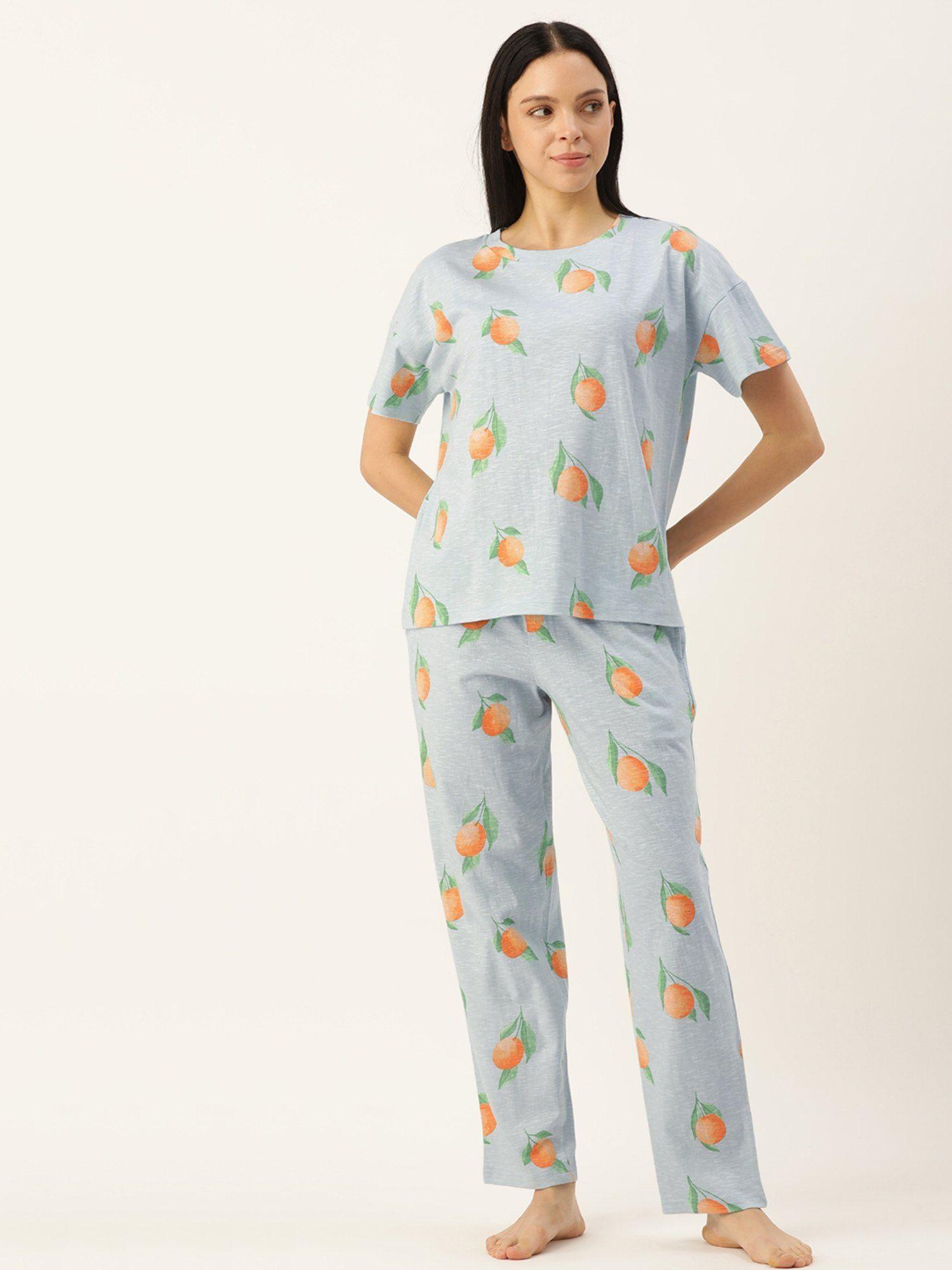 tropical blue top and pyjama (set of 2)