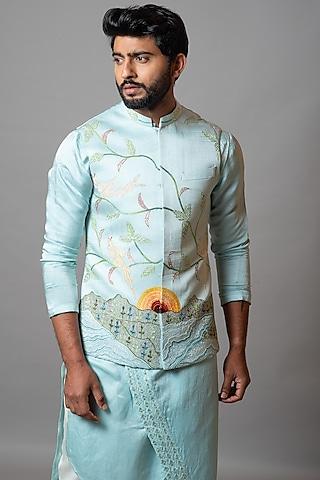 tropical breeze embroidered bundi jacket