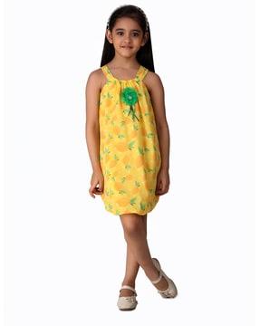 tropical print a-line dress