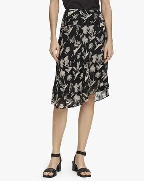 tropical print a-line skirt