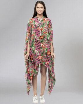 tropical print a-line tunic