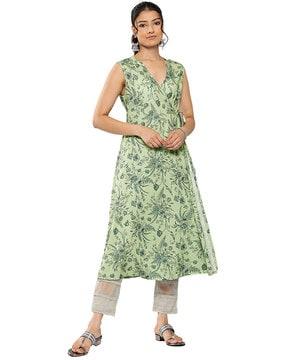 tropical print angrakha kurta