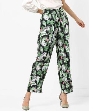 tropical print ankle-length pants