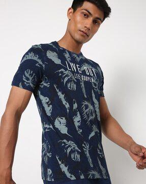 tropical print cotton crew-neck t-shirt