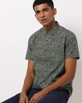 tropical print cotton shirt