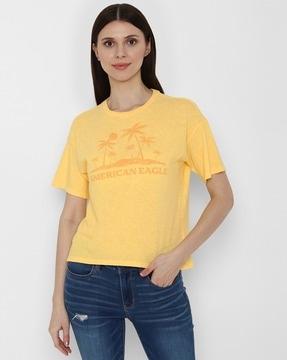 tropical print crew-neck cotton t-shirt