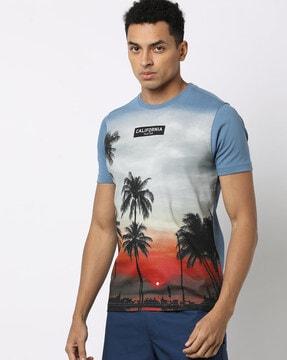 tropical print crew-neck t-shirt