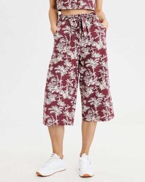 tropical print culottes with tie up
