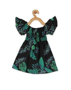 tropical print fit & flare dress