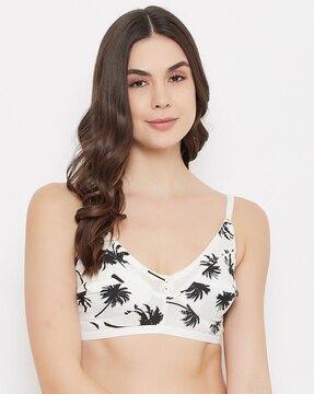 tropical print full-coverage bra