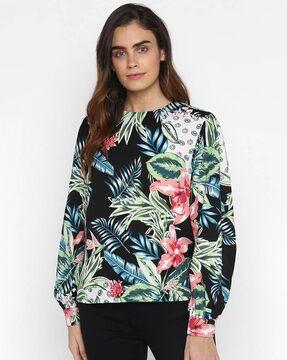 tropical print full sleeves top