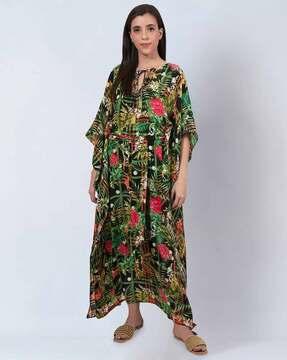 tropical print gown dress