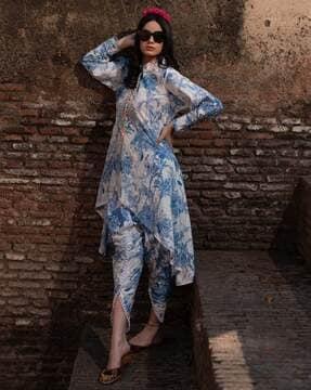 tropical print kurta set