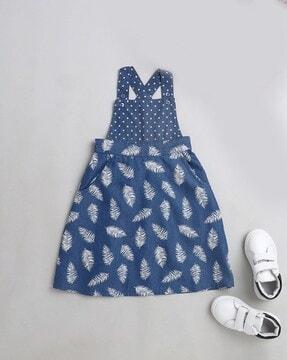 tropical print pinafore dress with insert pockets