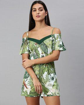 tropical print playsuit with insert pocket