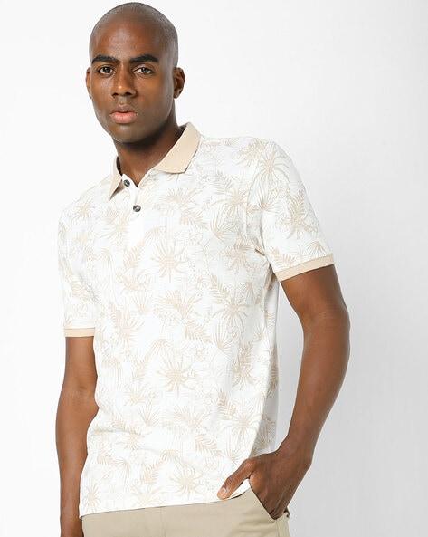 tropical print polo t-shirt