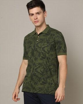 tropical print regular fit polo t-shirt