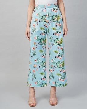 tropical print relaxed fit palazzos