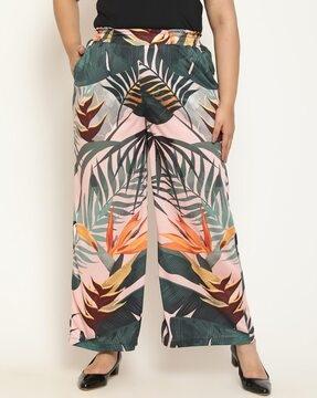 tropical print relaxed fit pants