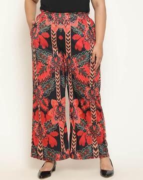 tropical print relaxed fit pants