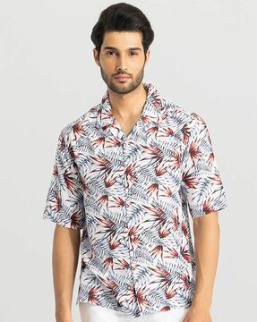 tropical print relaxed fit shirt