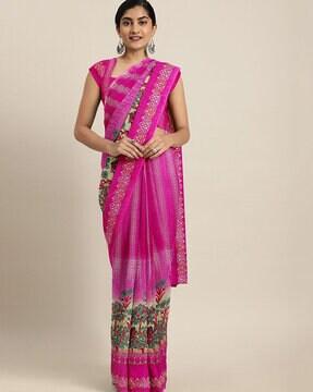 tropical print saree with border