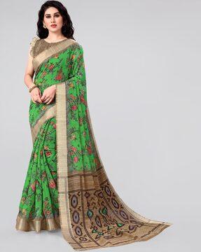 tropical print saree