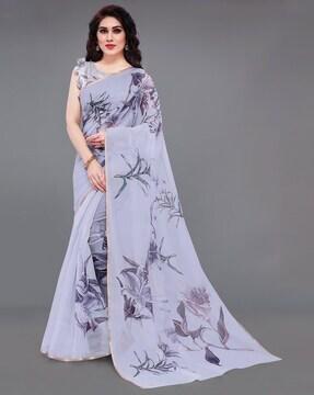 tropical print saree