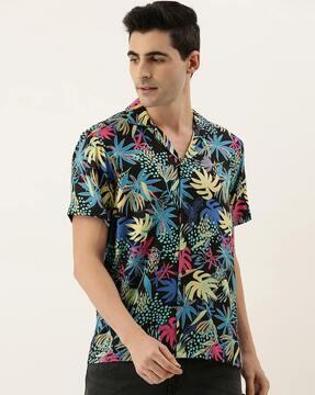 tropical print short sleeves shirt
