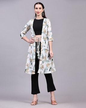 tropical print shrug with full sleeves