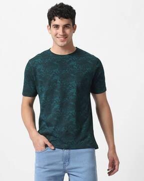 tropical print slim fit crew-neck t-shirt