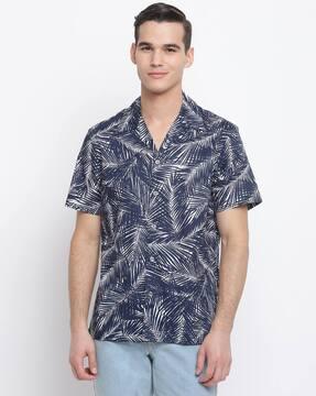 tropical print slim fit shirt