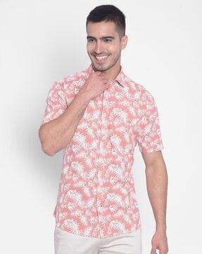 tropical print slim fit shirt
