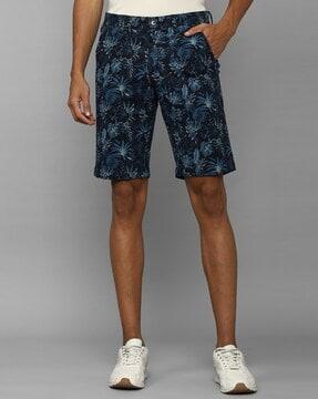 tropical print slim fit shorts