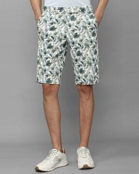 tropical print slim fit shorts