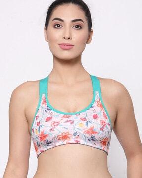 tropical print sports bra