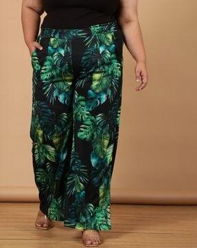 tropical print straight pants